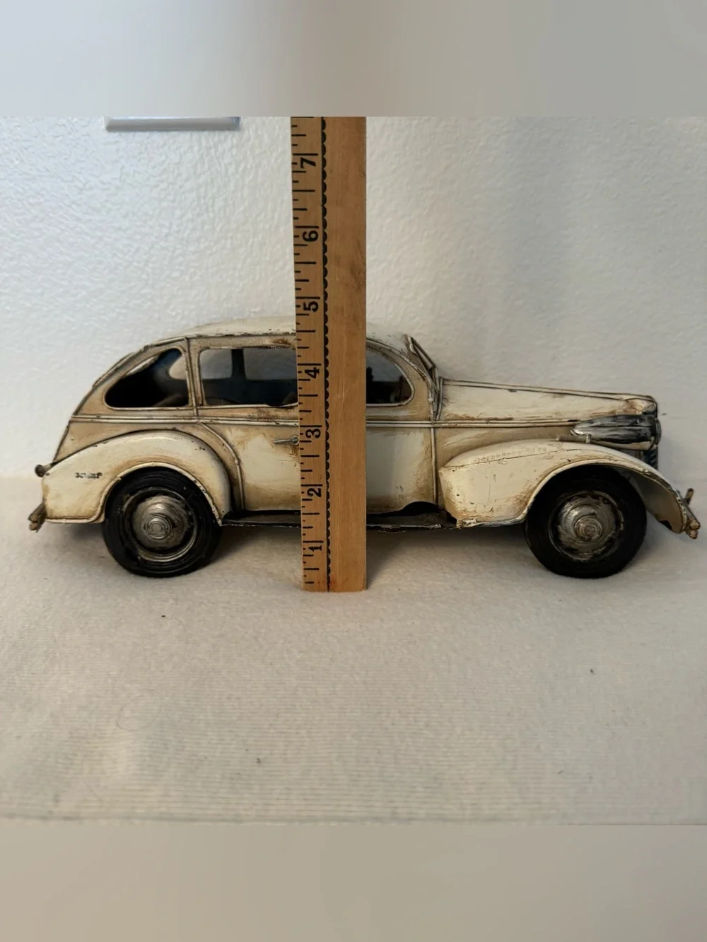 Vintage 1930s Style Metal Sedan Car Model Large 13” Rustic Decor